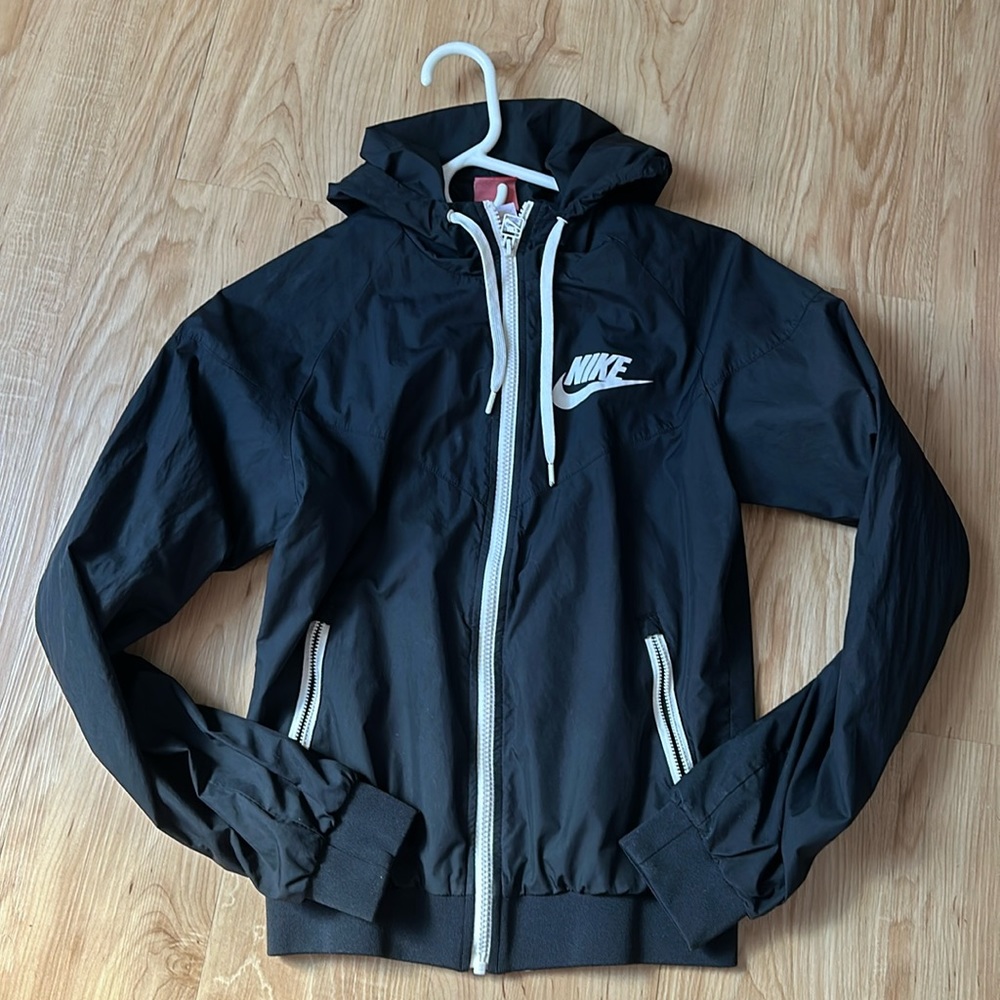 Nike Black Windbreaker Jacket with White Trim